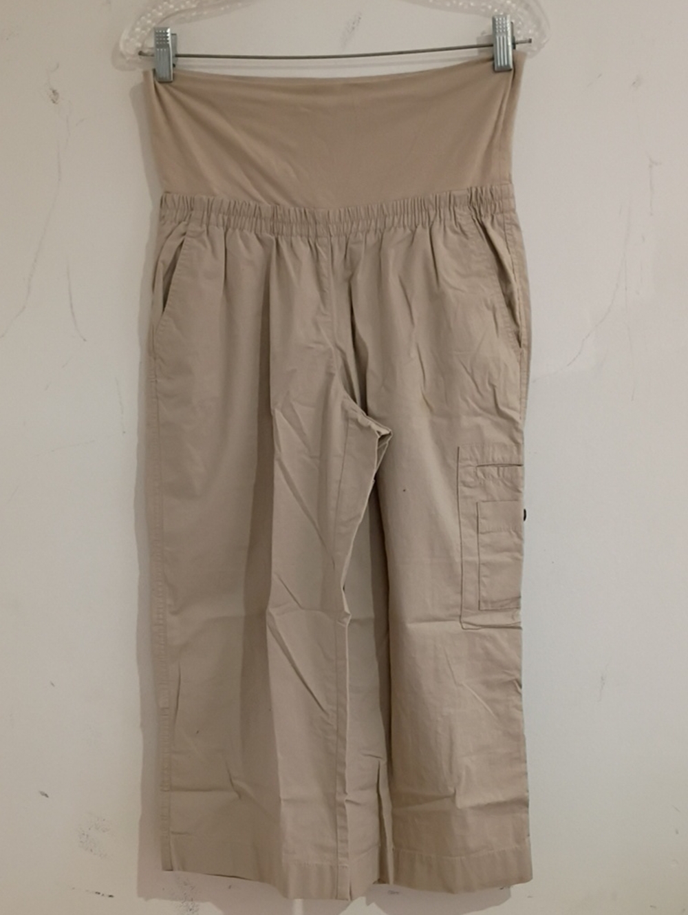 Style & Co. Beige Cropped Maternity Cargo Pants